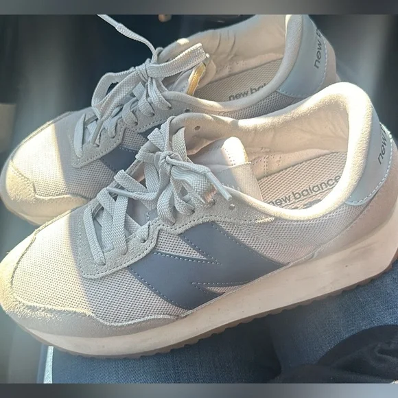 New Balance Light Gray and White Sneakers - Picture 3 of 5